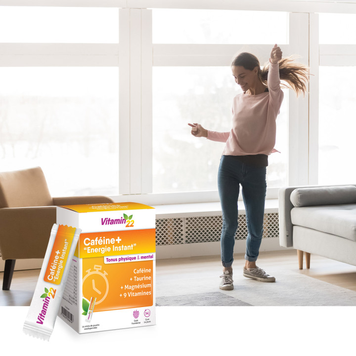 VITAMIN'22 Cafeine+ - Tonus Physique & Intellectuel - Etui 14 sticks.
