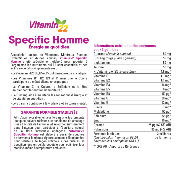 Programme Vitaminé Homme contient Cure Flash + Specific Homme