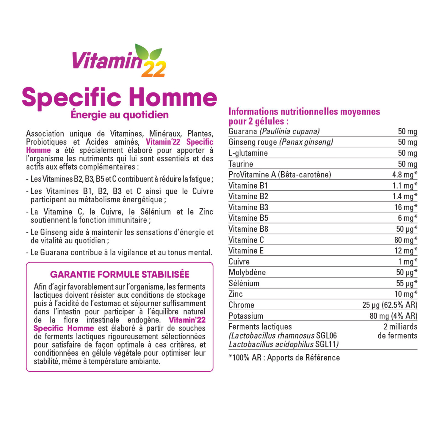 Programme Vitaminé Homme contient Cure Flash + Specific Homme