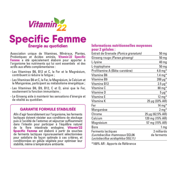 Programme Vitaminé Femme contient Cure Flash + Specific Femme
