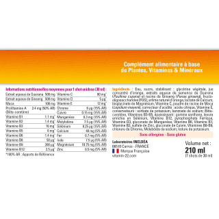 VITAMIN'22 Cure flash - 7 jours pour se booster - Goût Orange. VITAMIN'22 Cure flash - 7 jours pour se booster - Goût Orange.