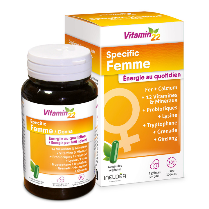 VITAMIN'22 Specific Femme - Action fortifiante et Anti-fatigue - 30j